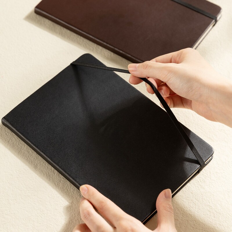 DELI N111L BUSINESS LEATHER COVER N/BOOK 70G 80SHTS A5 BLACK