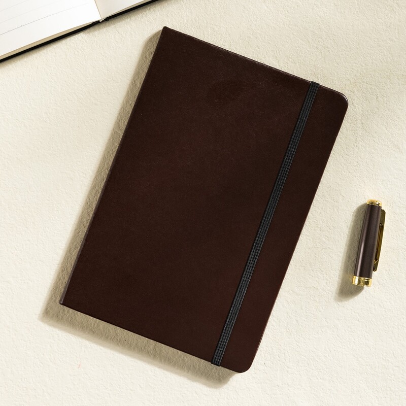 DELI N111L BUSINESS LEATHER COVER N/BOOK 70G 80SHTS A5 BROWN