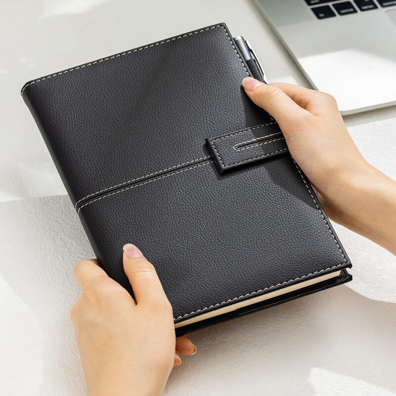 DELI N139L BUSINESS LEATHER COVER N/BOOK 80G 120SHTS A5 BLACK