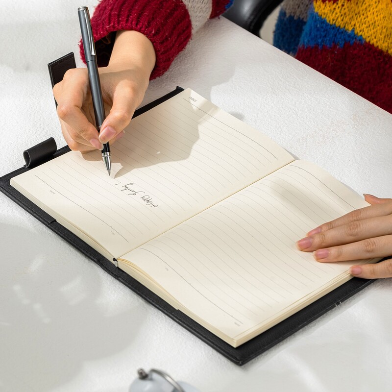 DELI N139L BUSINESS LEATHER COVER N/BOOK 80G 120SHTS A5 BLACK