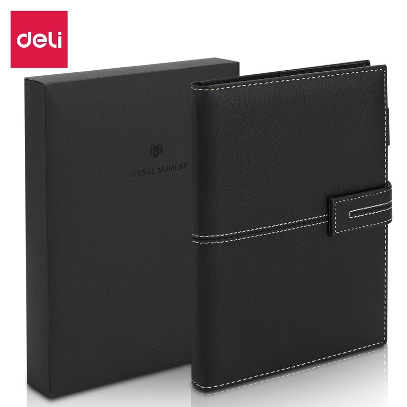 DELI N139L BUSINESS LEATHER COVER N/BOOK 80G 120SHTS A5 BLACK