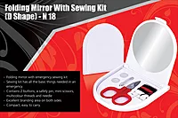 Folding mirror with sewing kit
