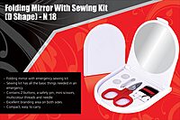 Folding mirror with sewing kit