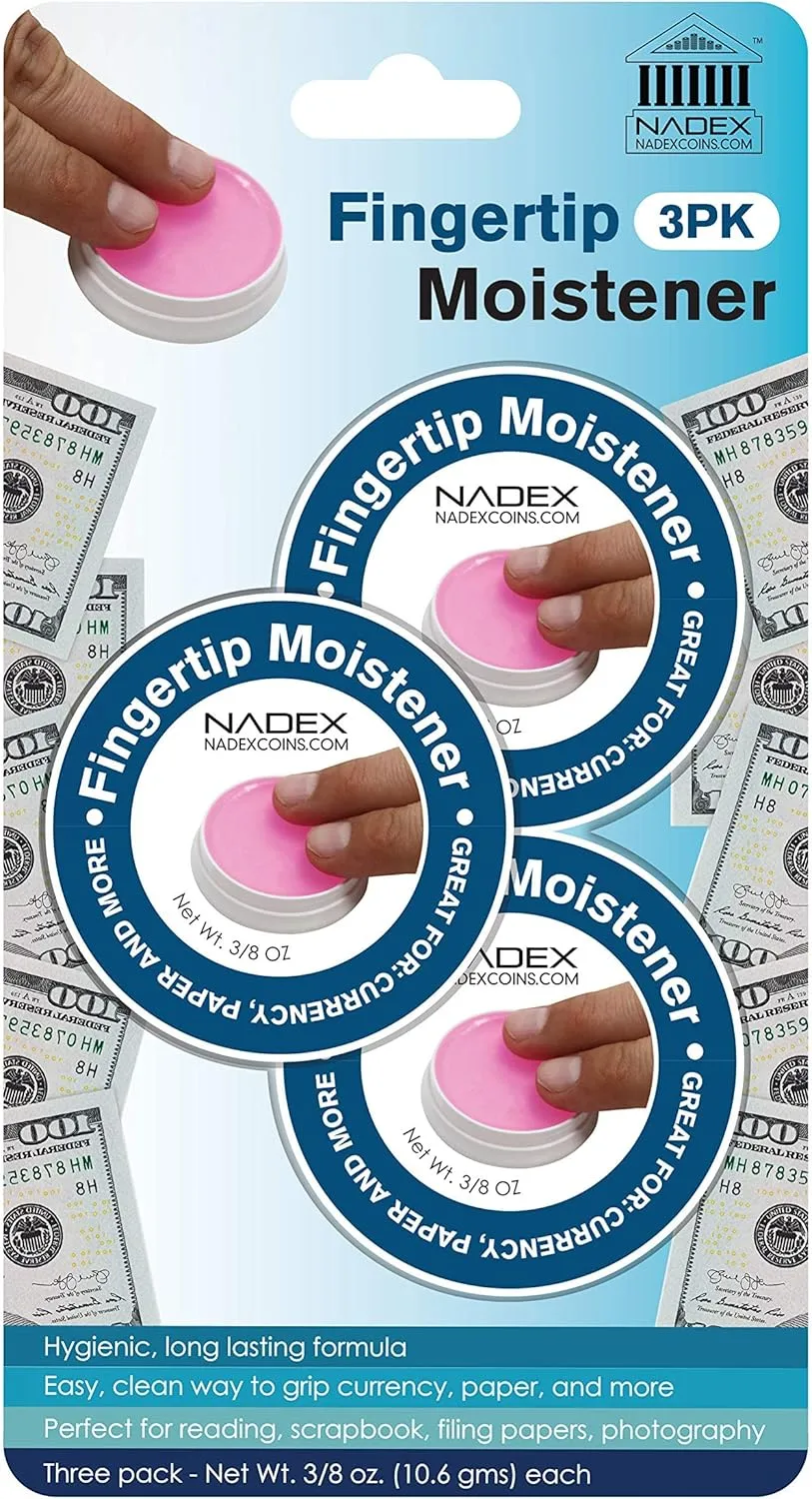 Nadex 3 Pack Fingertip Moistener Pads - Non-Slip Counting Cash Bills Separating Documents