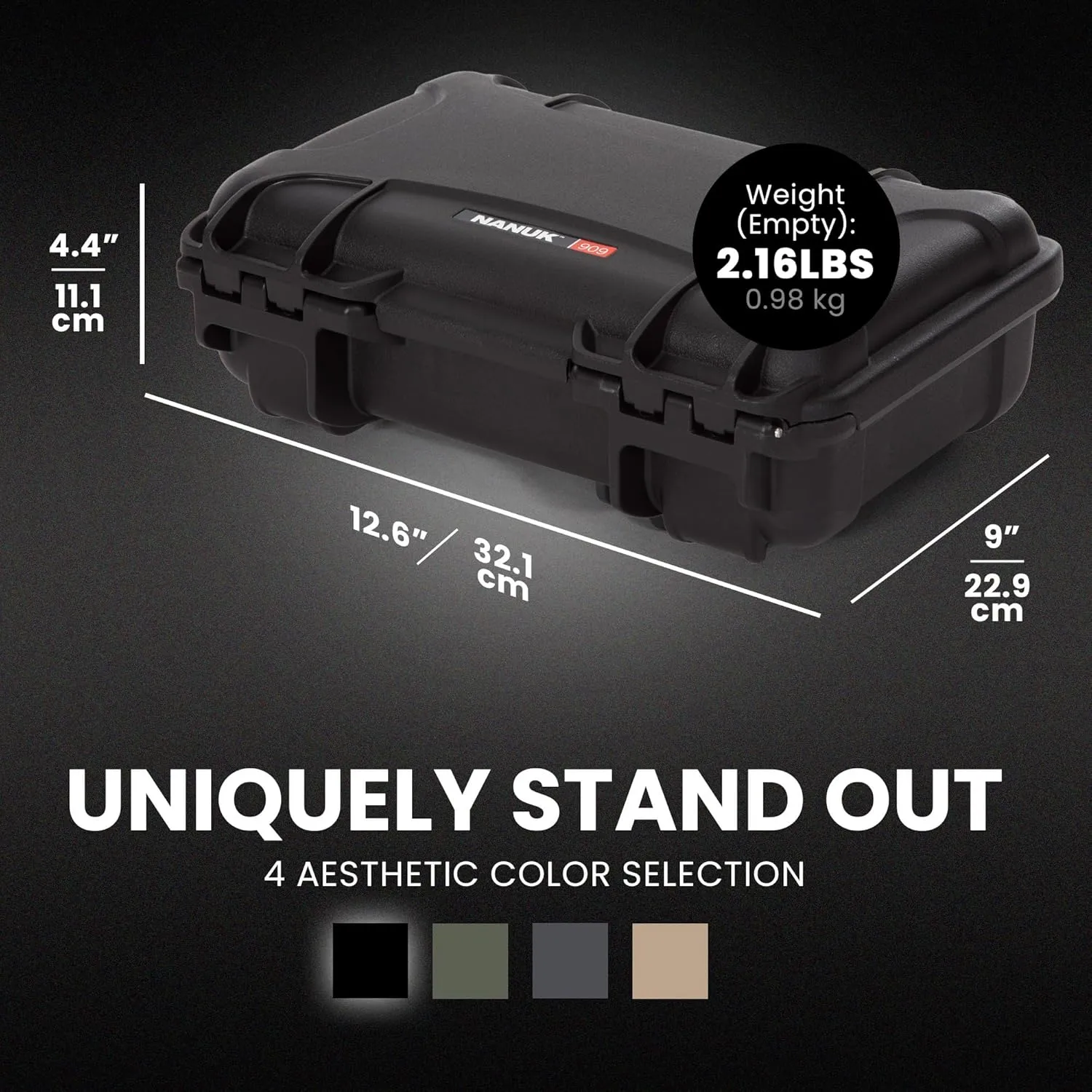 NANUK 909 Hard Case with Custom Foam Insert for Glock (12.6” x 9” x 4.4”)