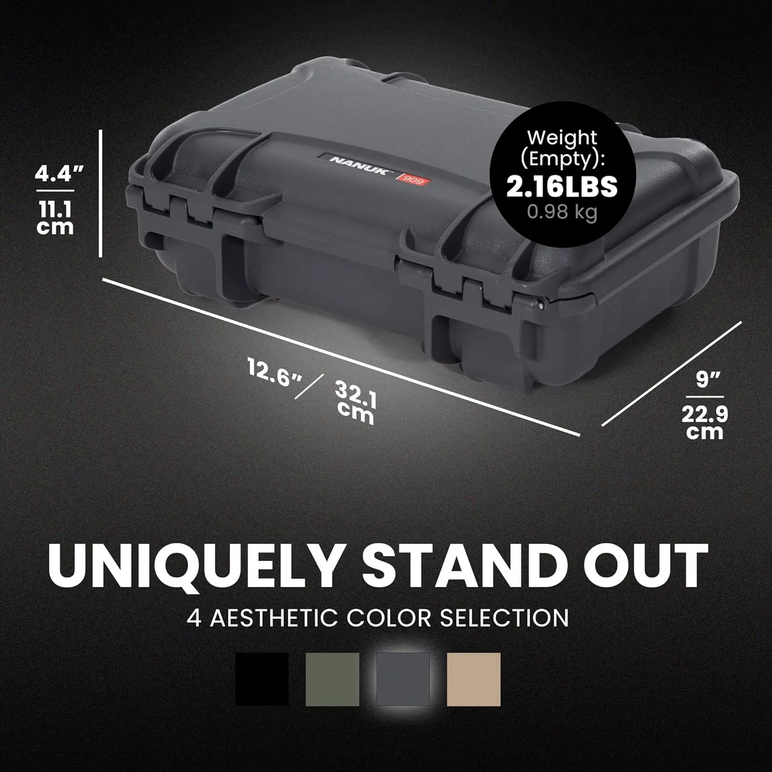 NANUK 909 Hard Case with Custom Foam Insert for Glock (12.6” x 9” x 4.4”)