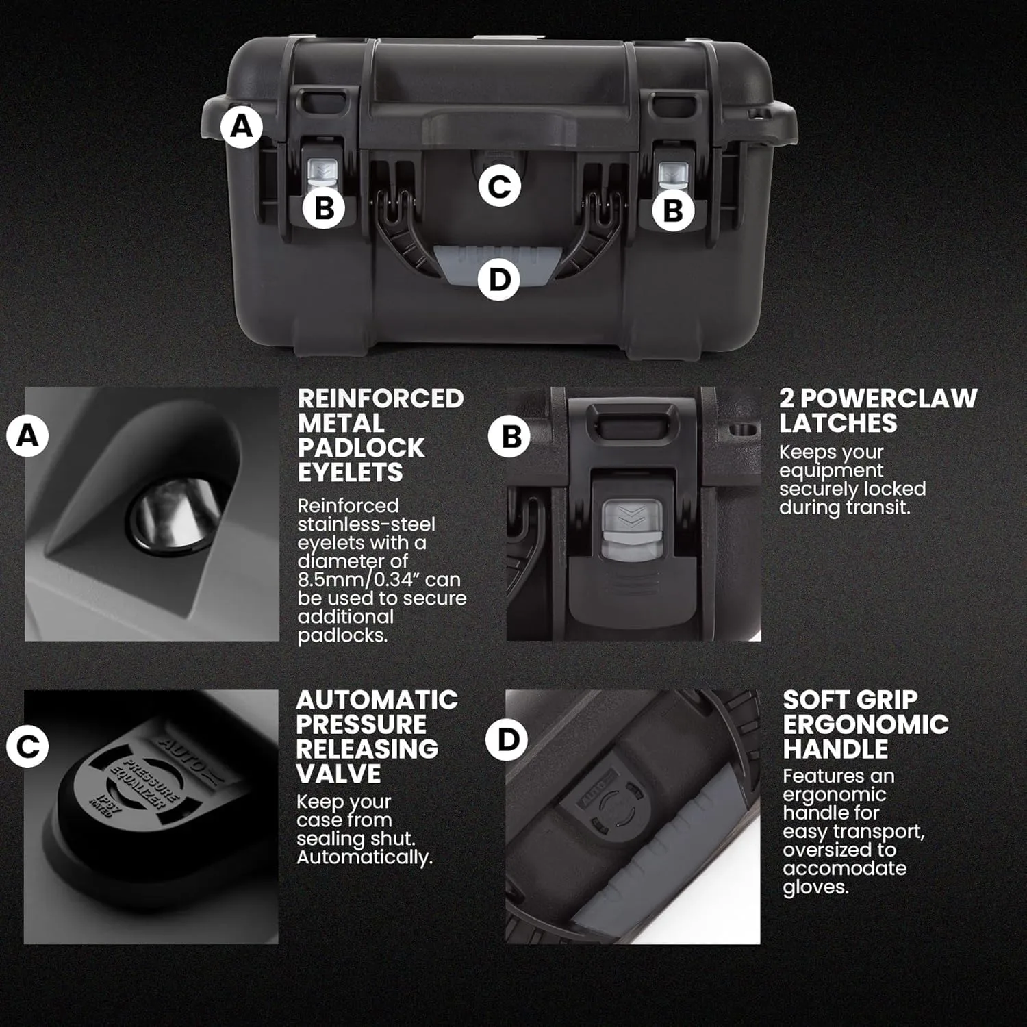 Nanuk 918 Waterproof Hard Gun Case for Revlovers with Custom 3UP Foam Insert Black