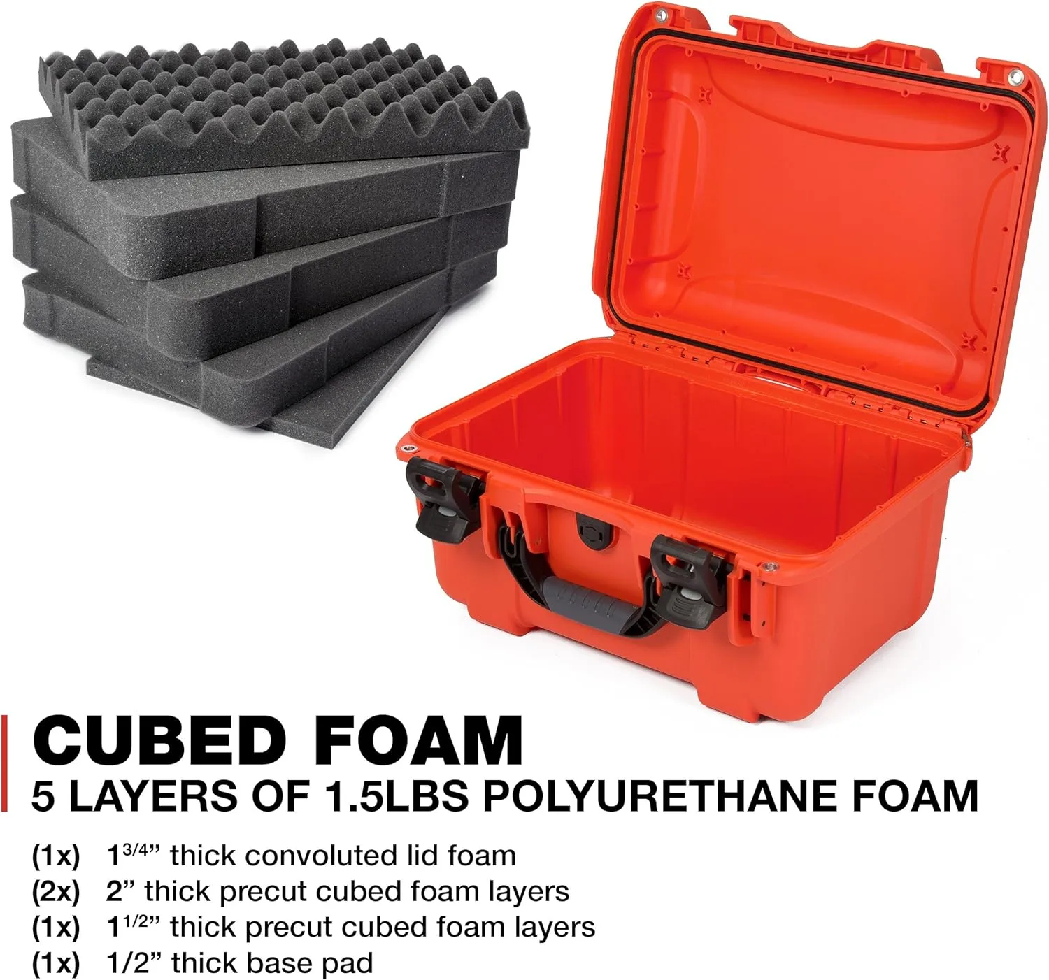 NANUK 918 Lightweight NK-7 Resin Waterproof Protective Case With Foam, Black Cubed Foam Orange