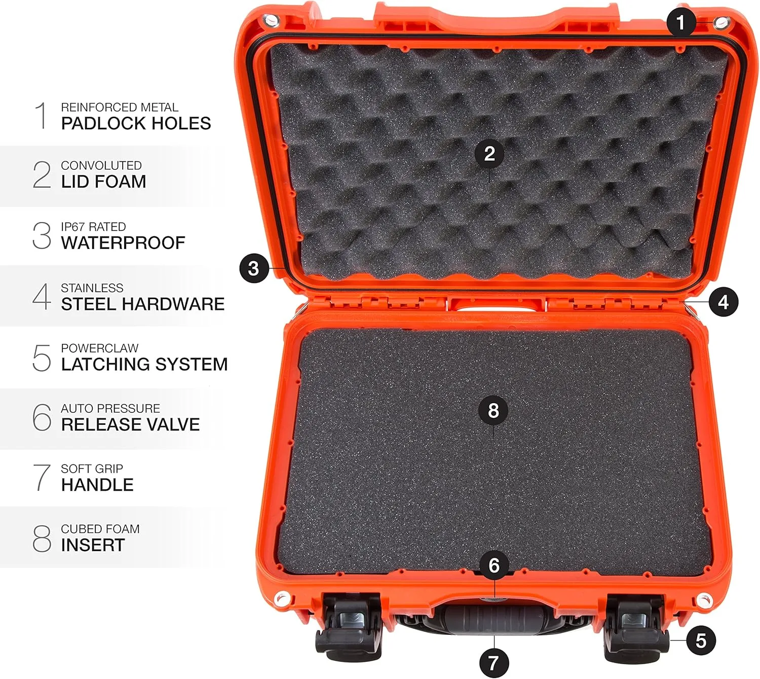 NANUK 918 Lightweight NK-7 Resin Waterproof Protective Case With Foam, Black Cubed Foam Orange
