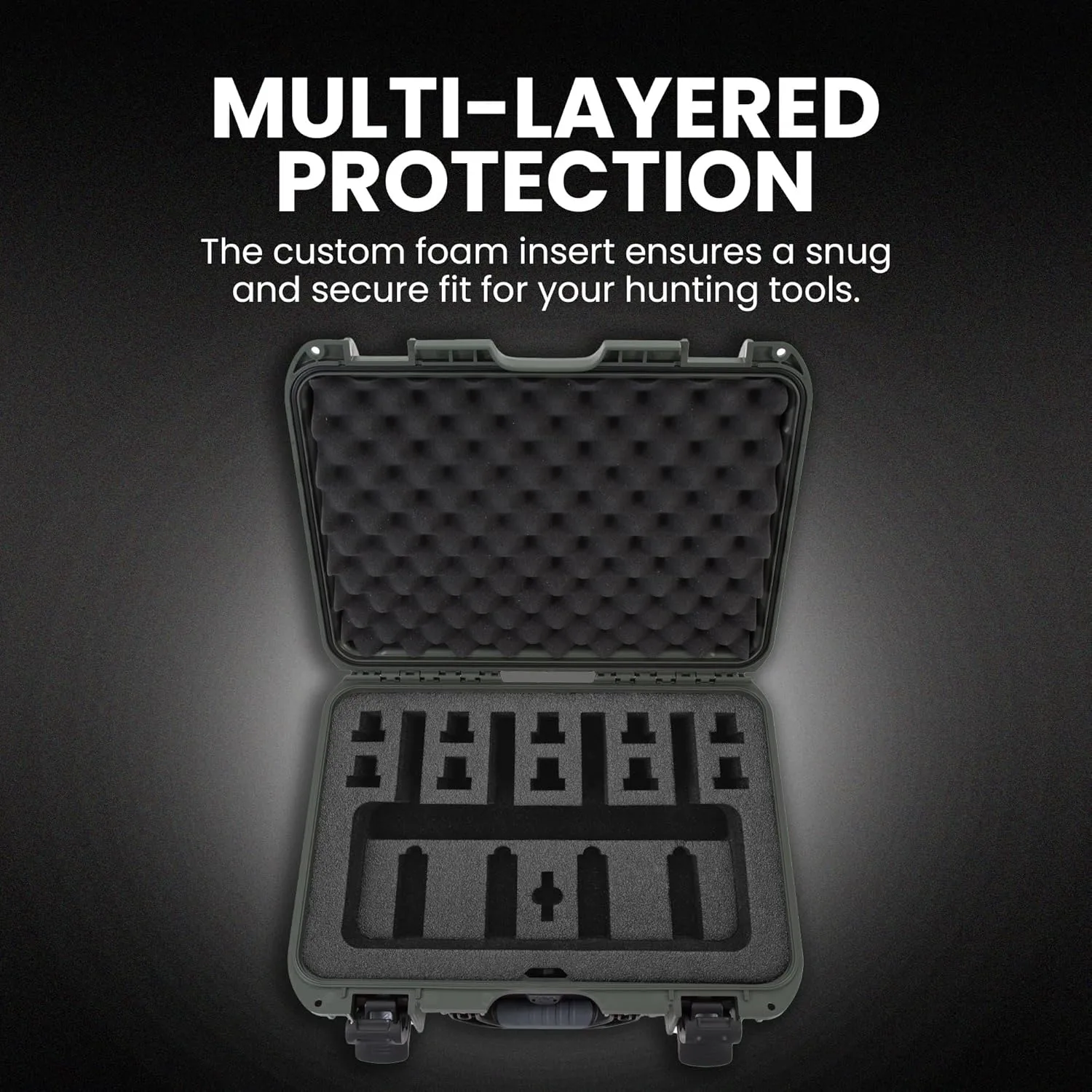 NANUK 925 Hard Case with Custom Foam Insert for 4 UP Sporting Gear & Accessories - IP67 Waterproof Storage - x 6.4") Olive