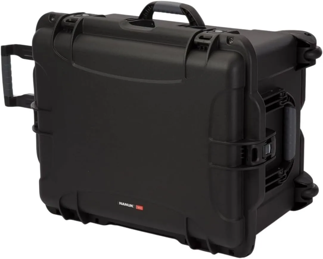 NANUK Wheeled Series 960 Lightweight NK-7 Resin Waterproof Protective Rolling Case with Foam, Black Case Cubed Foam Black