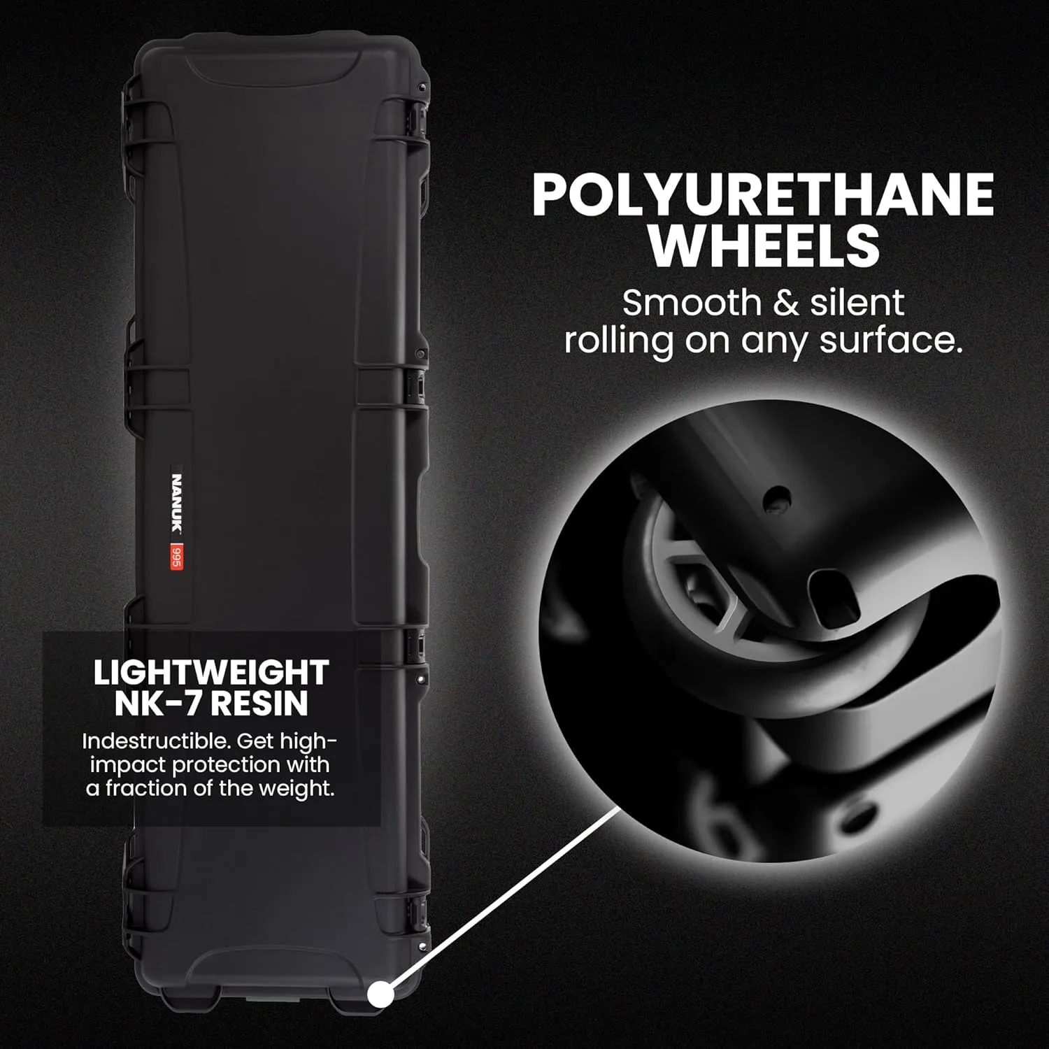NANUK 995 Long Professional Waterproof Crushproof Hard Case with Wheels & Foam