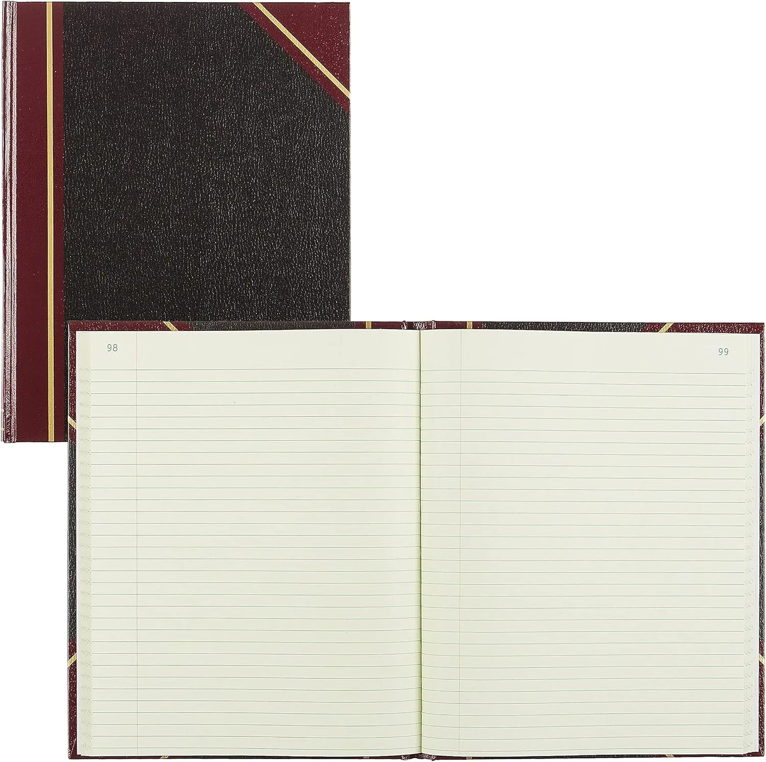 National 56231 Texthide Record Book, Black/Burgundy, 300 Green Pages, 10-3/8 x 8-3/8