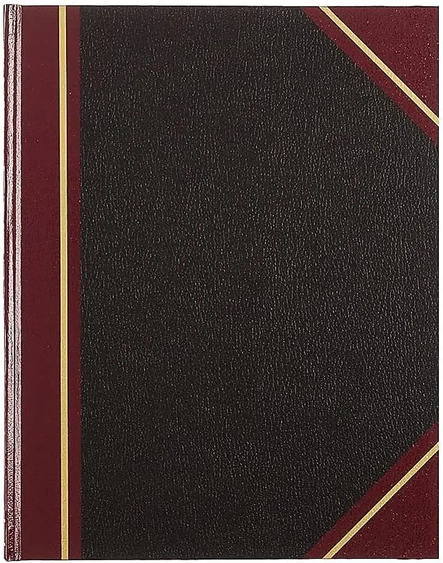 National 56231 Texthide Record Book, Black/Burgundy, 300 Green Pages, 10-3/8 x 8-3/8