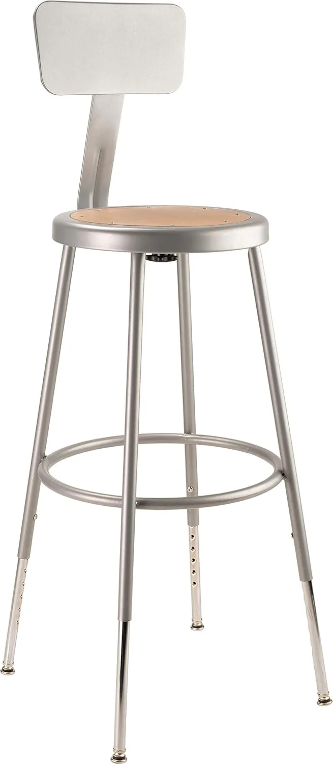 National Public Seating 6200 Series Adjustable Steel Stool with Backrest