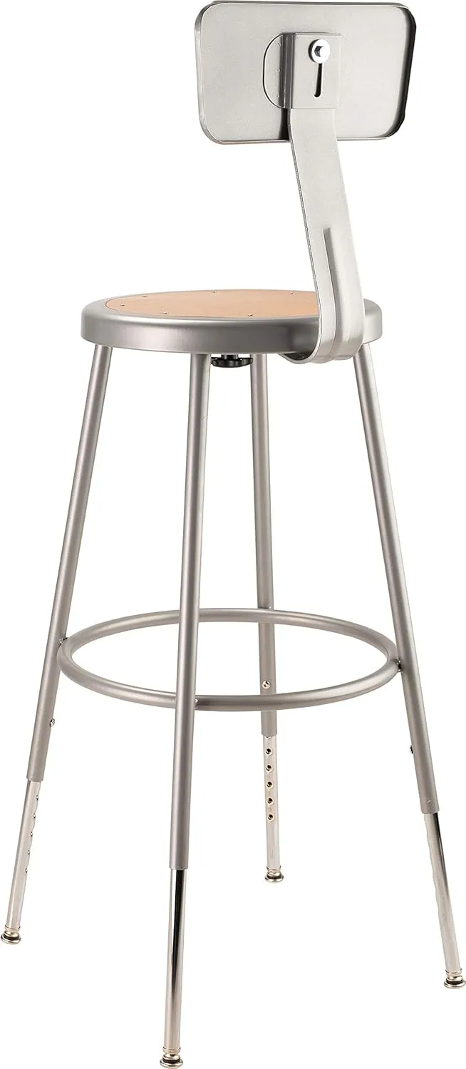 National Public Seating 6200 Series Adjustable Steel Stool with Backrest