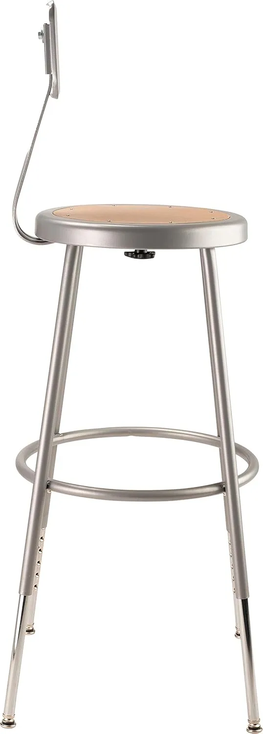 National Public Seating 6200 Series Adjustable Steel Stool with Backrest