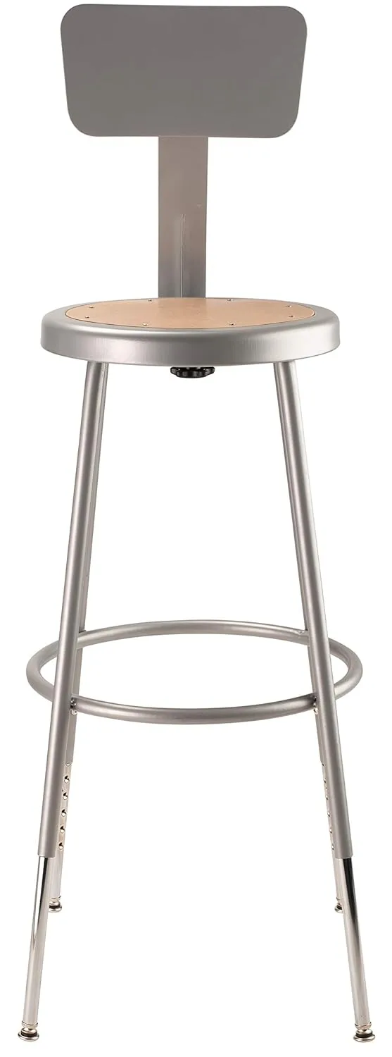 National Public Seating 6200 Series Adjustable Steel Stool with Backrest