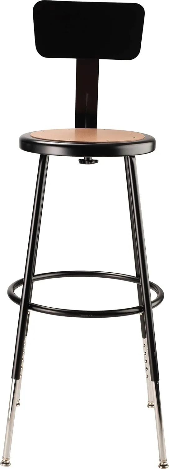 National Public Seating 6200 Series Adjustable Steel Stool with Backrest