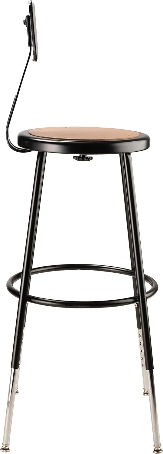 National Public Seating 6200 Series Adjustable Steel Stool with Backrest