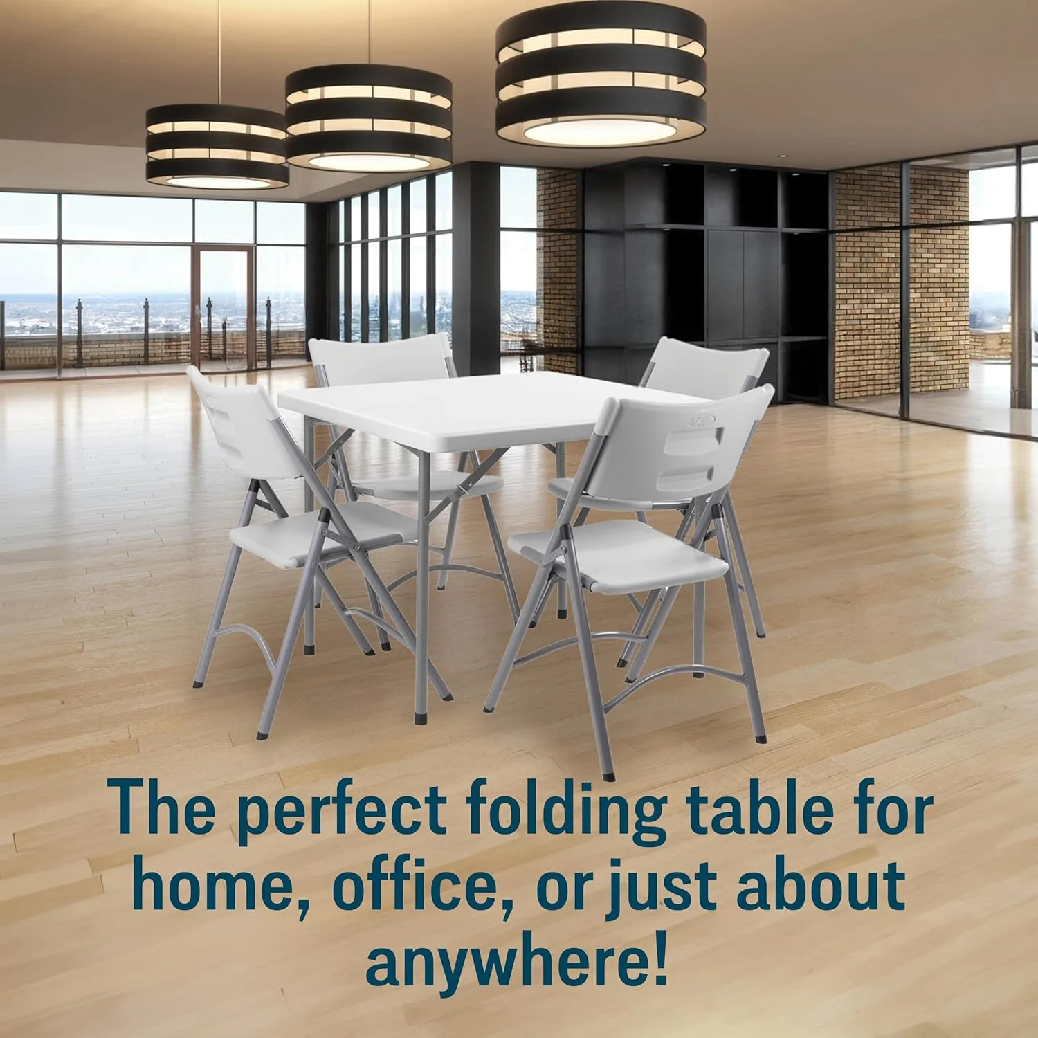 National Public Seating 36" x 36" Square Plastic Folding Table - Adjustable, Heavy-Duty, Portable