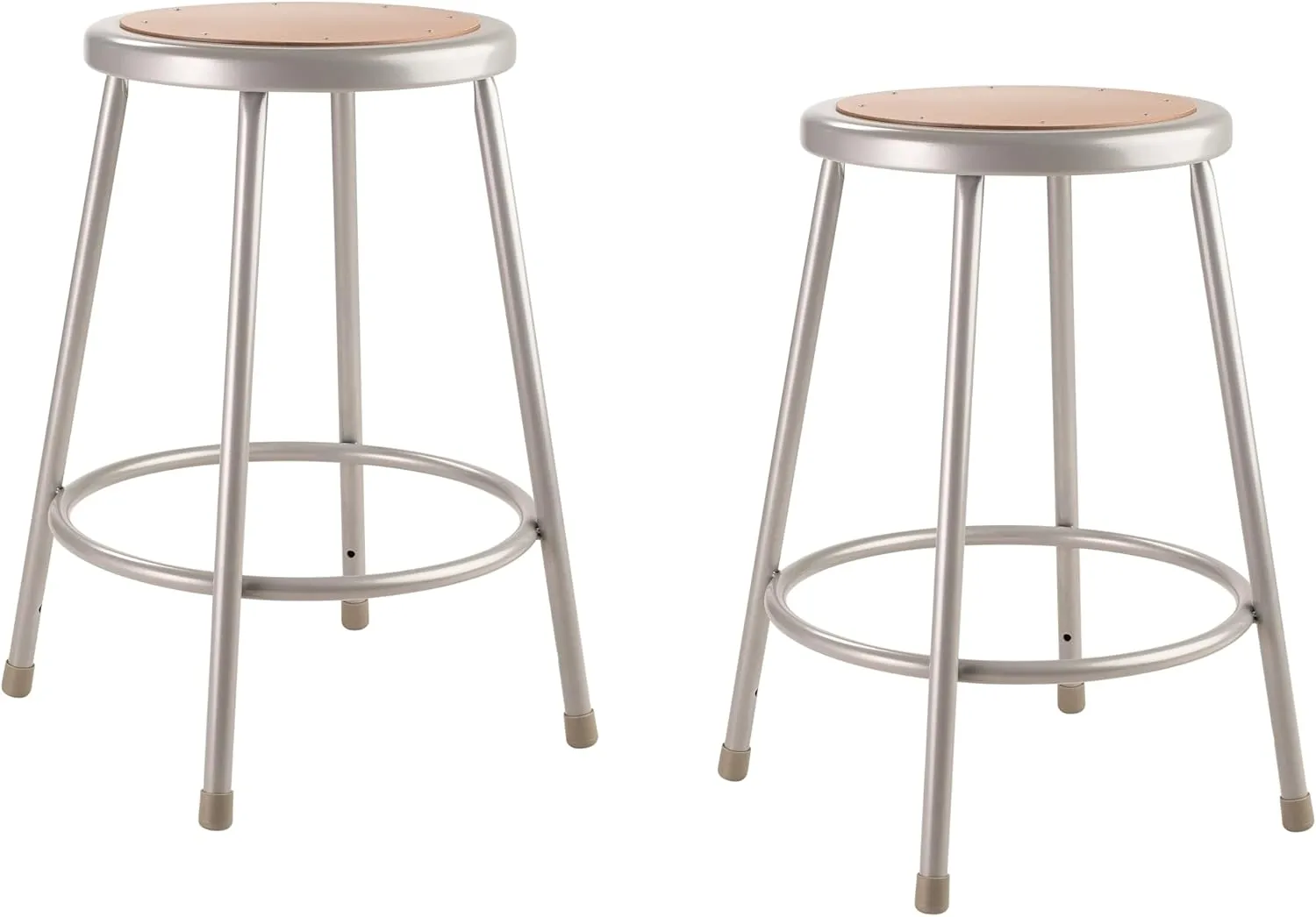 National Public Seating NPS 6200 Series 24-inch Heavy Duty Steel Stool, Gray -2 Pack (6224/2)