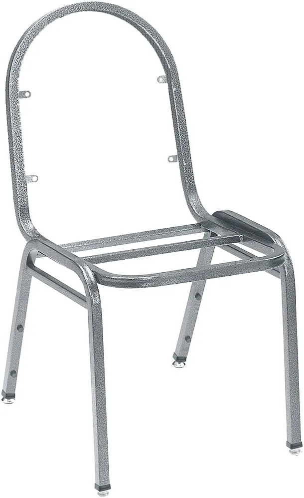 National Public Seating Dome Vinyl Upholstered Padded Stack Chair Panther Black, Silvervein