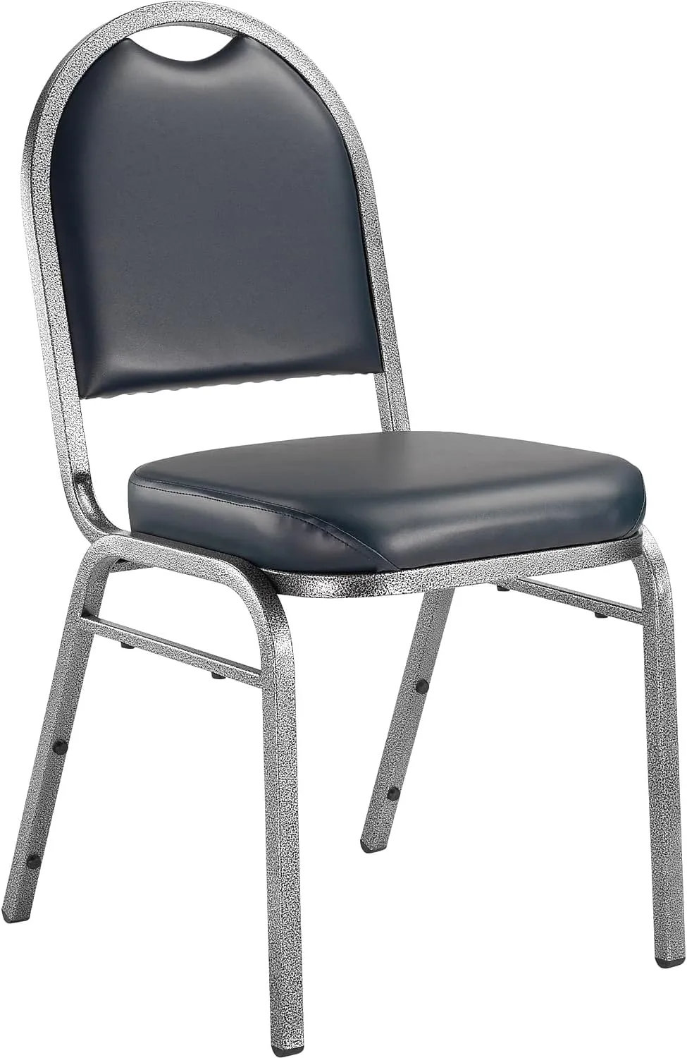 National Public Seating Dome-Back Stacking Chairs, Vinyl, Midnight Blue/Silvervein, Set of 2 - Model 9204-SV/2