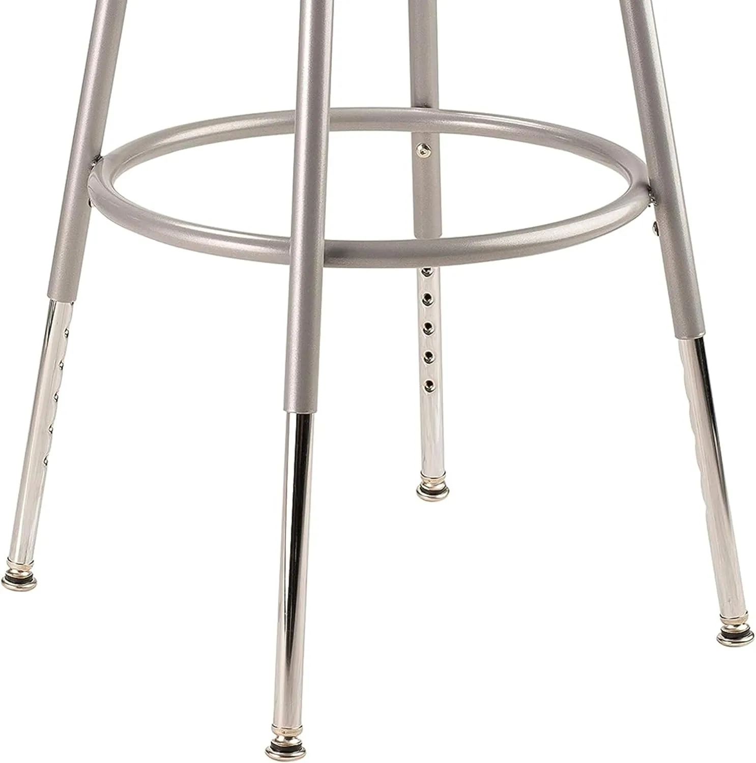 National Public Seating Grey Steel Stool With Vinyl Upholstered Seat Adjustable, 19" x 27"