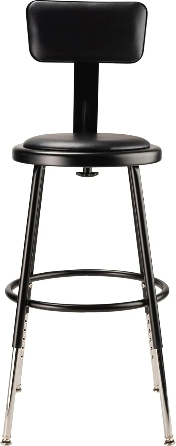 NPS 19"-27" Height Adjustable Heavy Duty Vinyl Padded Steel Stool with Backrest