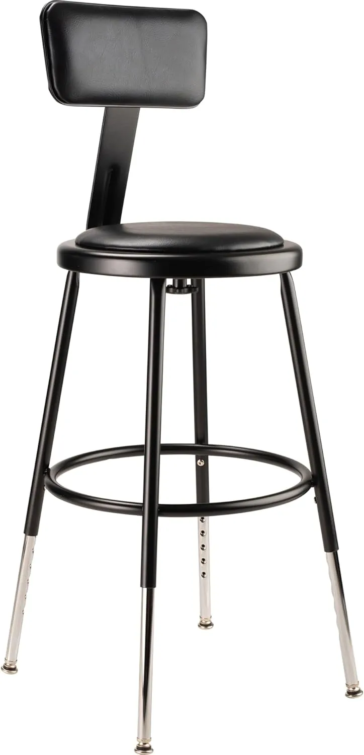 NPS 19"-27" Height Adjustable Heavy Duty Vinyl Padded Steel Stool with Backrest
