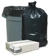 Nature Saver Heavy-Duty Recycled Trash Can Liners, 33 Gal, 1.25 mil, 33 x 49 in, Black, 100/Box