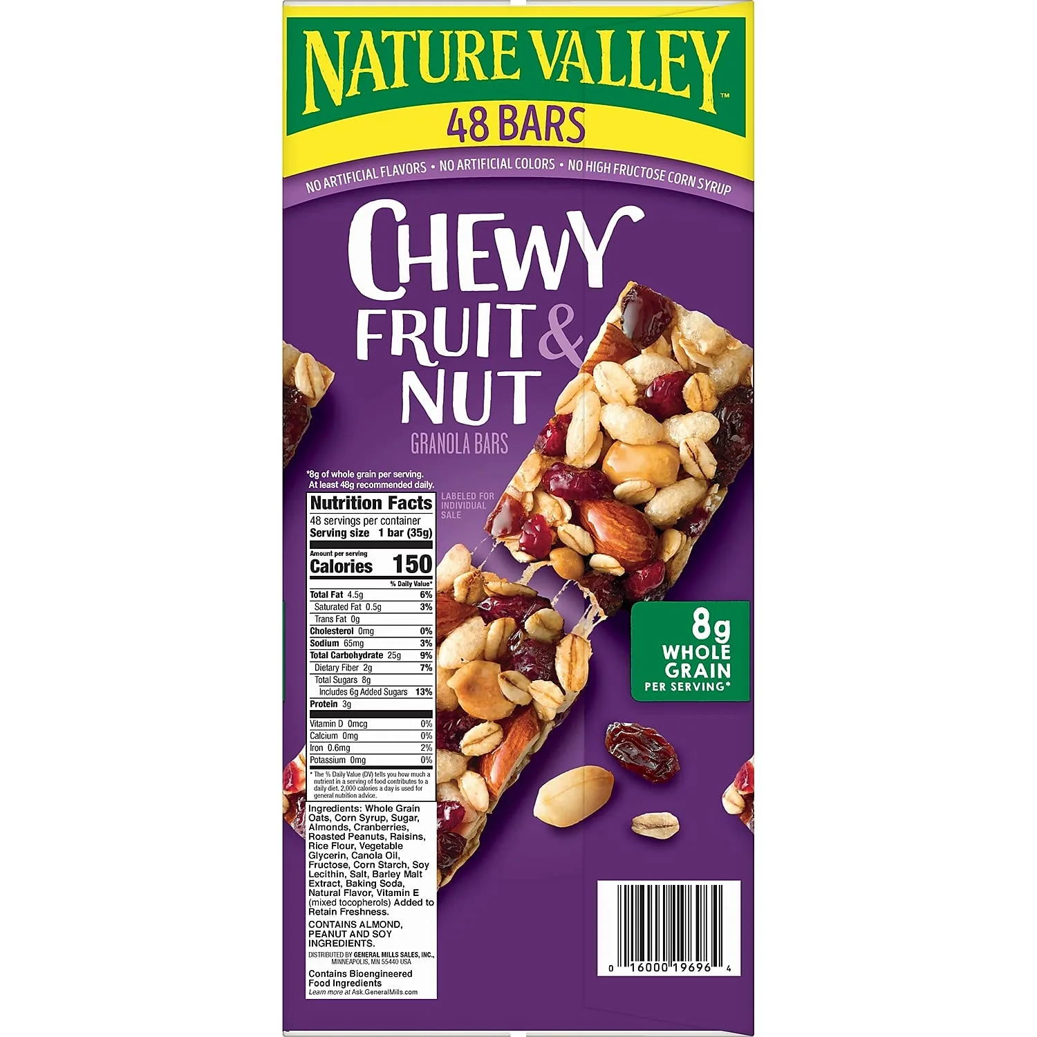 Nature Valley Chewy Fruit and Nut Granola Bars, Trail Mix Snack Bars, 48 ct, 57.6 OZ Fruit and Nut 1.2 Ounce (Pack of 1)