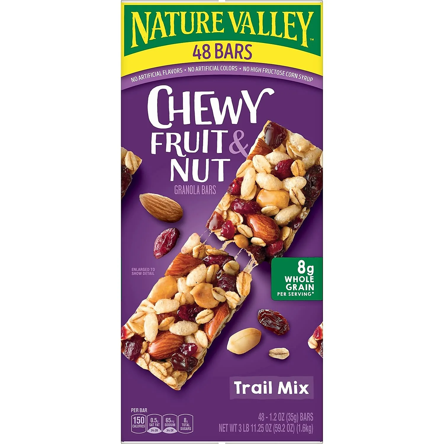 Nature Valley Chewy Fruit and Nut Granola Bars, Trail Mix Snack Bars, 48 ct, 57.6 OZ Fruit and Nut 1.2 Ounce (Pack of 1)