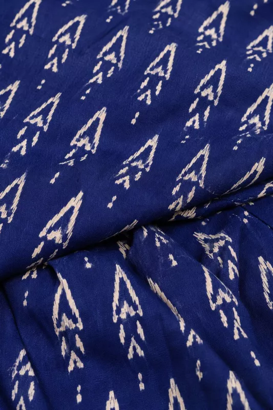 Women's Navy Blue Geometric Printed Cotton Straight Kurti