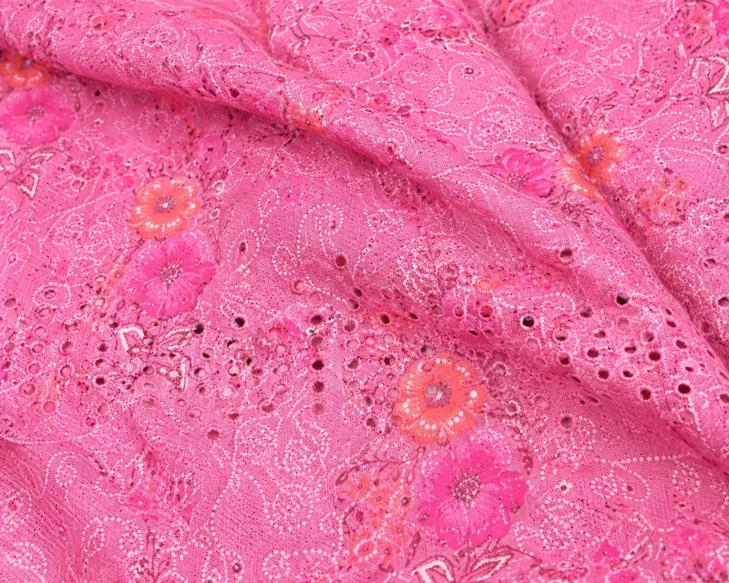 Women's Pink Floral Schiffli Sleeveless Kurta with Palazzo Co-Ord Set