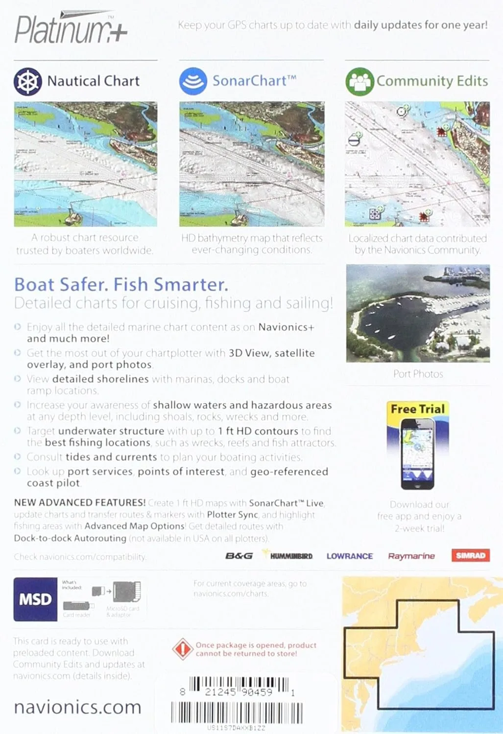 Navionics Platinum+ SD 904 US Ne & Canyons Nautical Chart on SD/Micro-SD Card - MSD/904P+