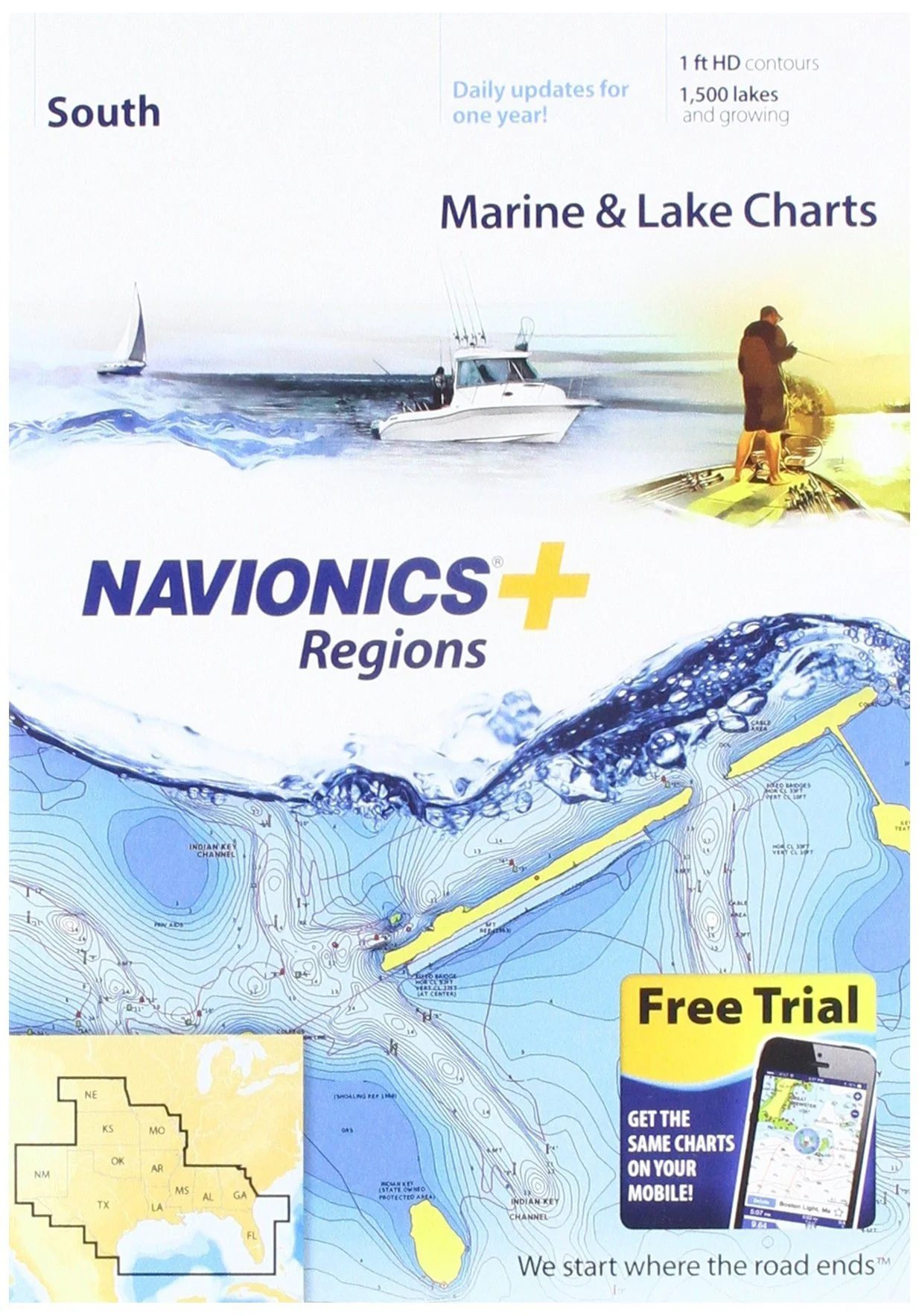 Navionics Plus Regions South Marine and Lake Charts on SD/MSD
