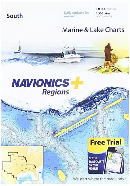 Navionics Plus Regions South Marine and Lake Charts on SD/MSD