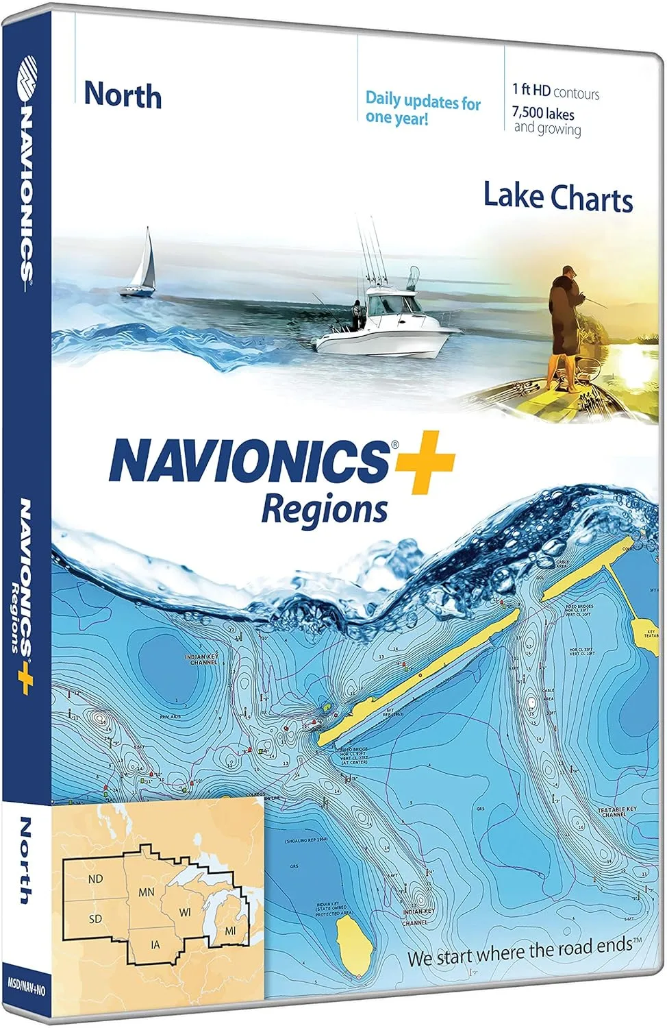 Navionics Plus Regions North Lake Charts on SD/MSD,Black