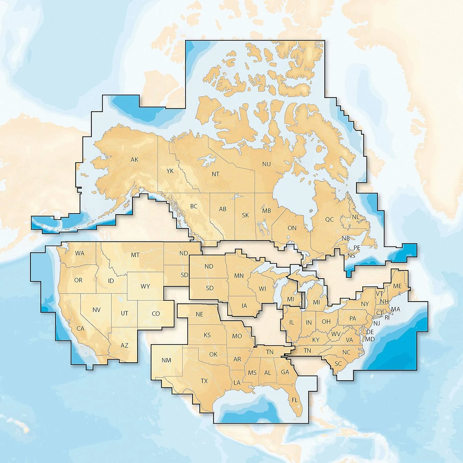 Navionics Plus Regions North Lake Charts on SD/MSD,Black