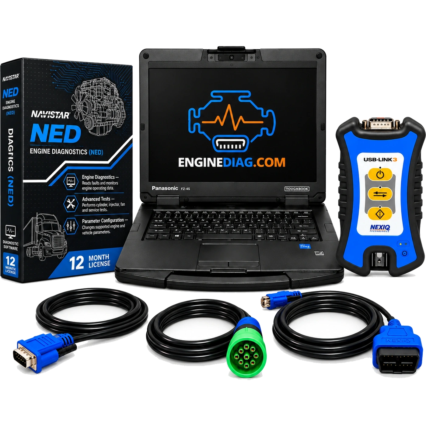 Navistar Engine Diagnostics (NED) + NEXIQ USB-Link 3 Diagnostic Laptop Kit