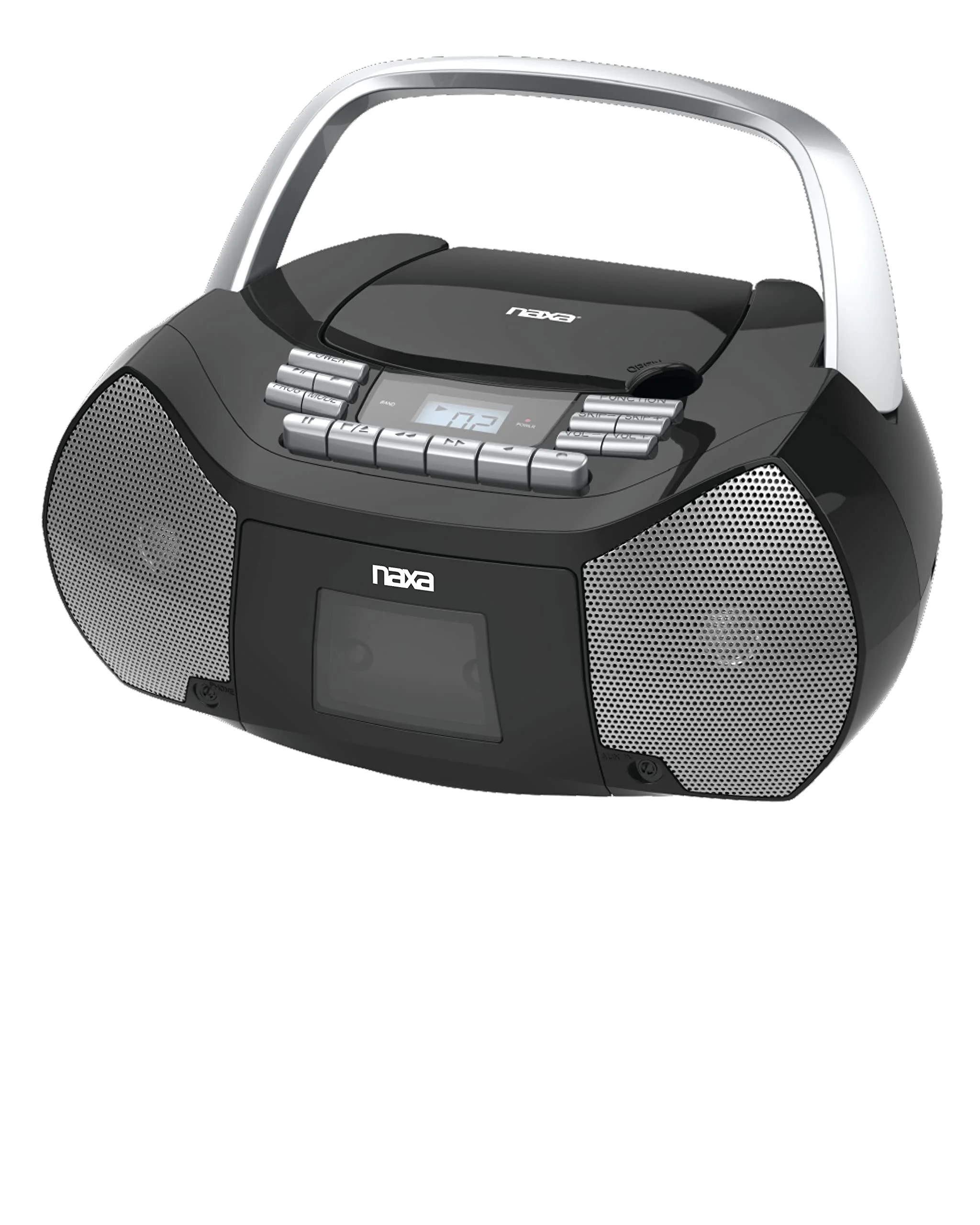 Naxa Electronics NPB-268 Portable CD/Cassette Boombox, Silver/Black