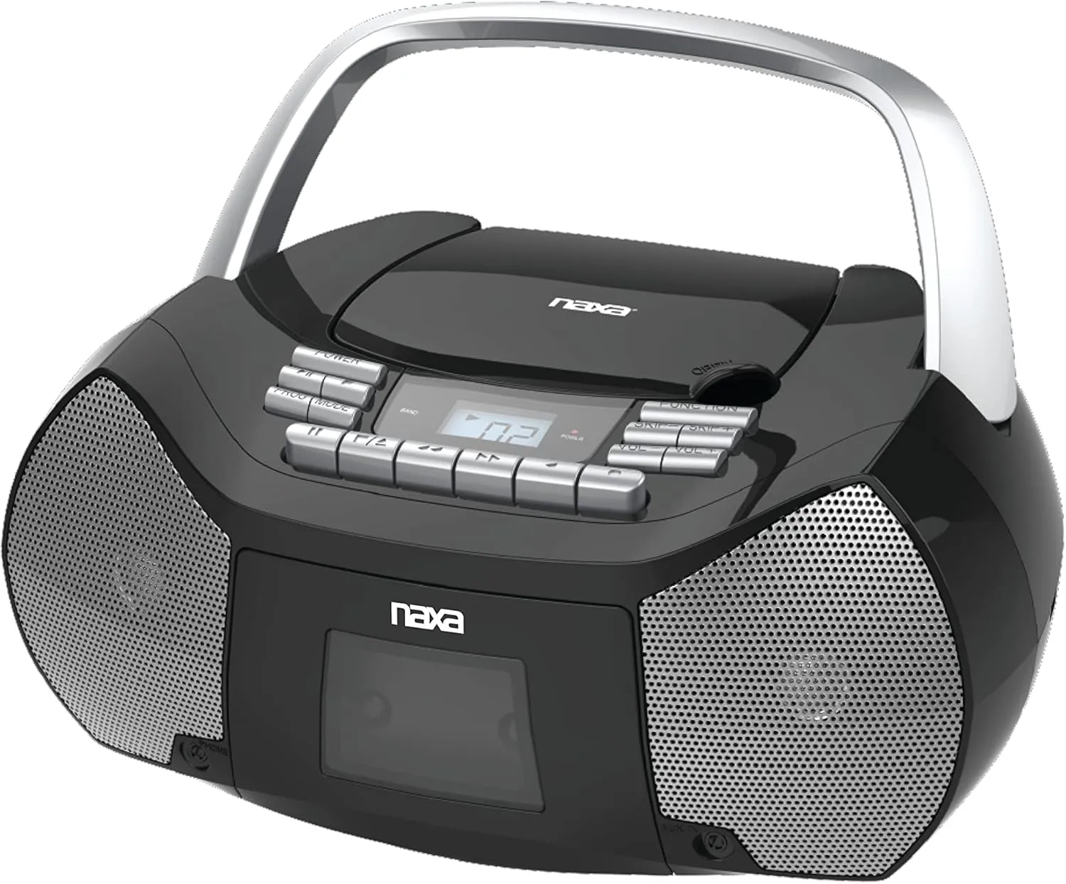 Naxa Electronics NPB-268 Portable CD/Cassette Boombox, Silver/Black