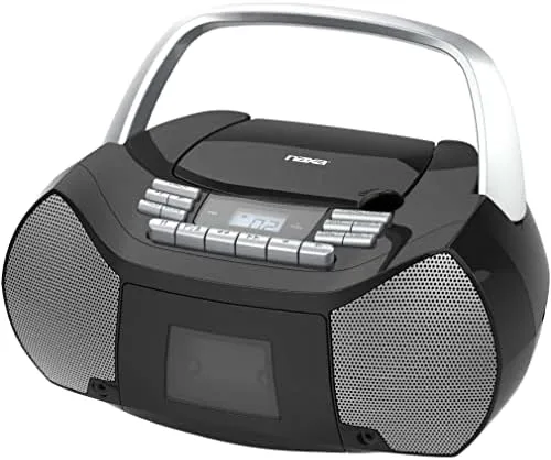 Naxa Electronics NPB-268 Portable CD/Cassette Boombox, Silver/Black