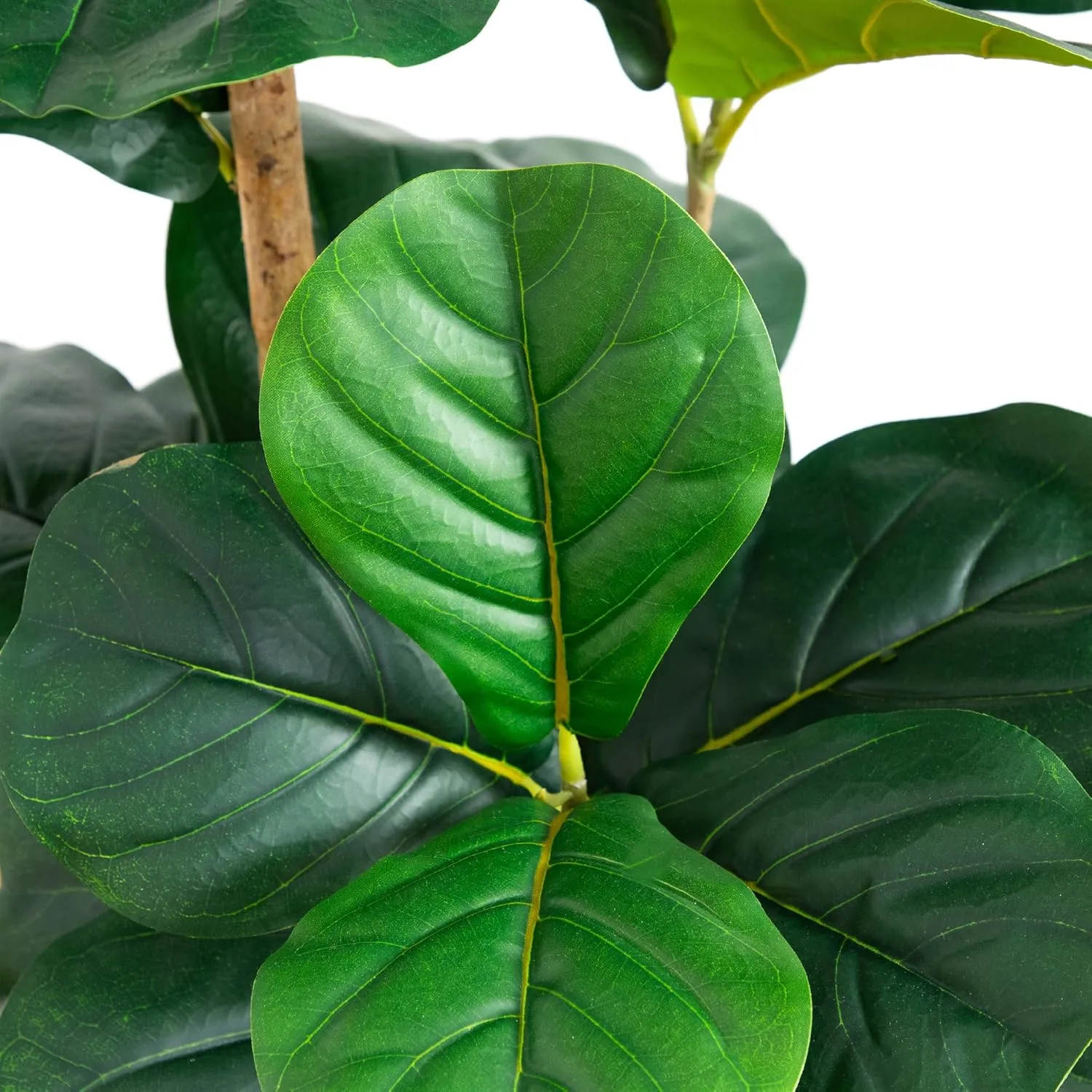 Nearly Natural 4'H Artificial Fiddle Leaf Tree With Decorative Planter, 48inH x 18inW x 18inD, Green/White