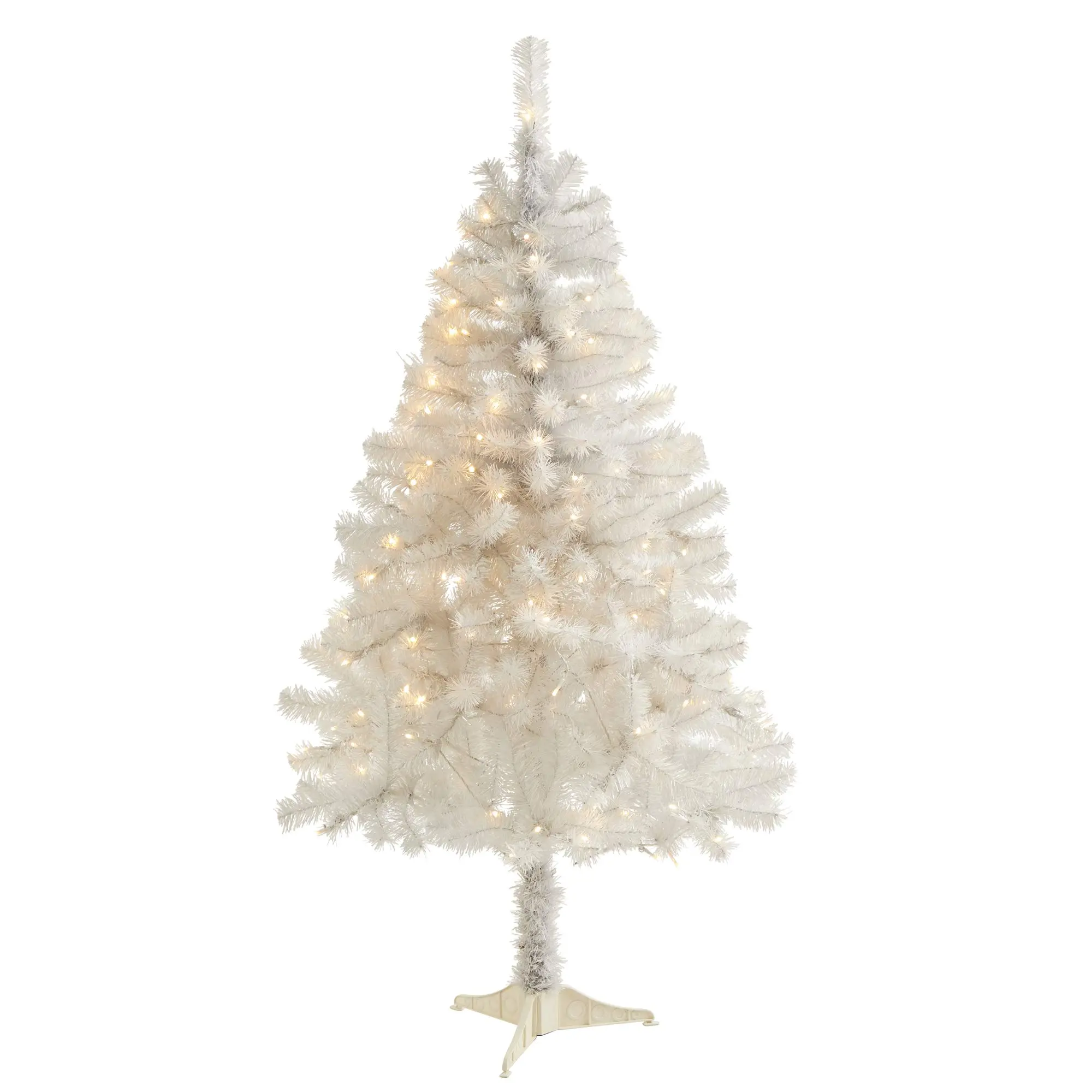 Nearly Natural 4ft. White Artificial Christmas Tree with 100 Clear LED Lights