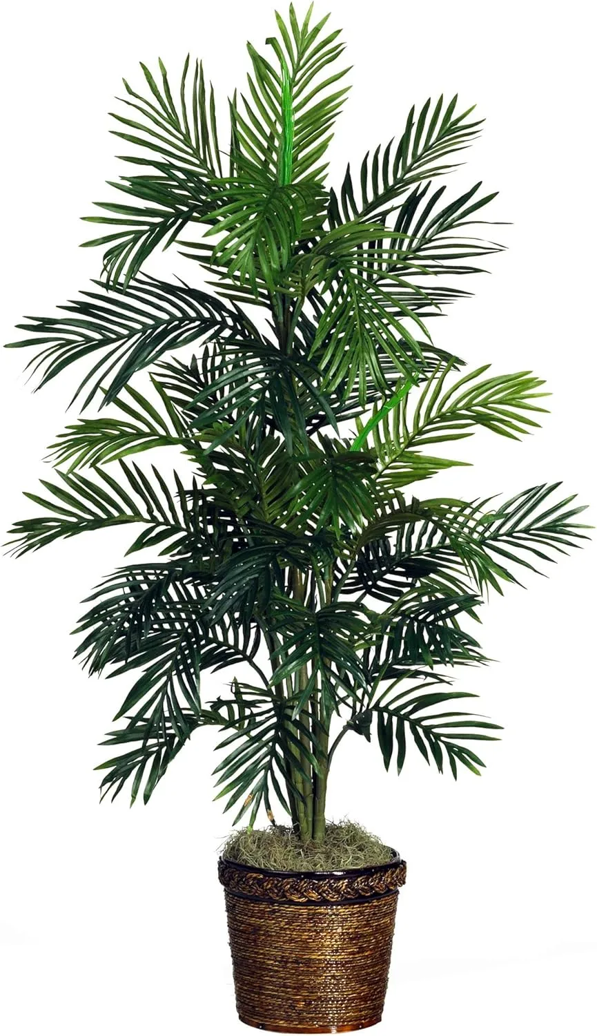 Nearly Natural 5289 6.5ft Golden Cane Palm Silk Tree, Green