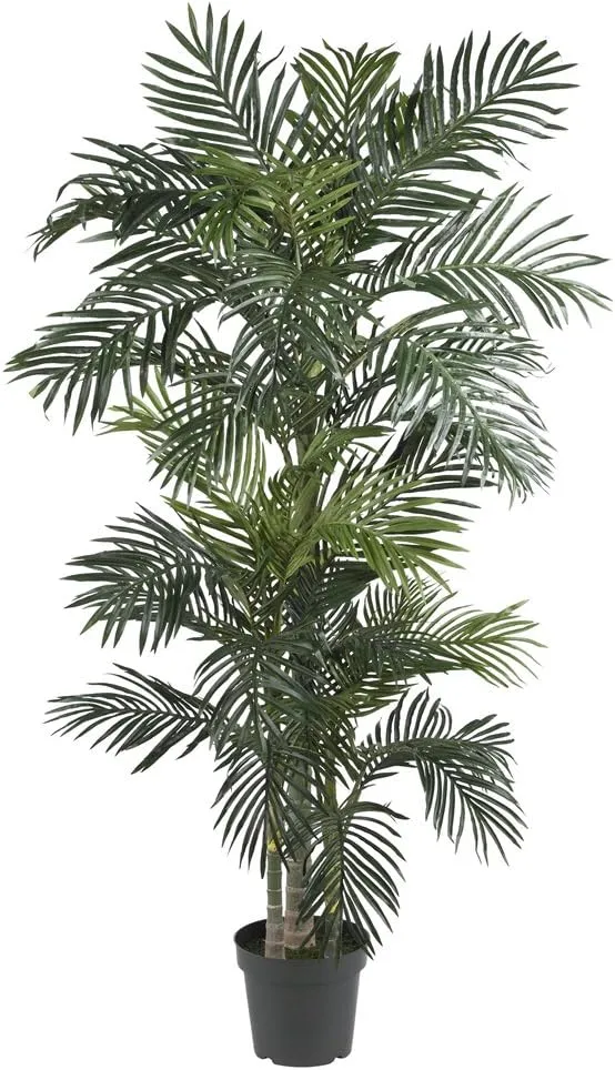 Nearly Natural 5289 6.5ft Golden Cane Palm Silk Tree, Green