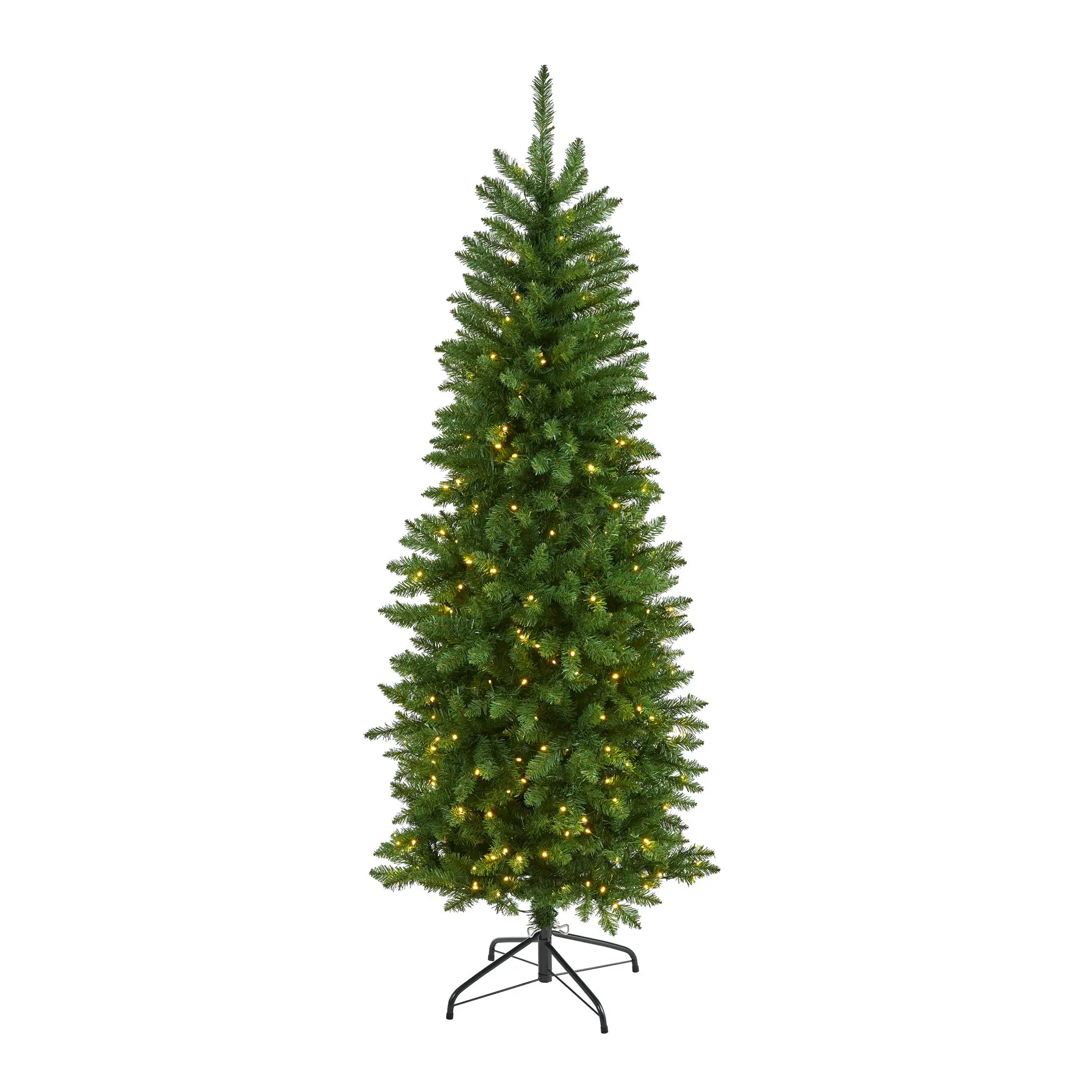 Nearly Natural 6ft. Slim Green Mountain Pine Artificial Christmas Tree with 250 Clear LED Lights 6ft Green